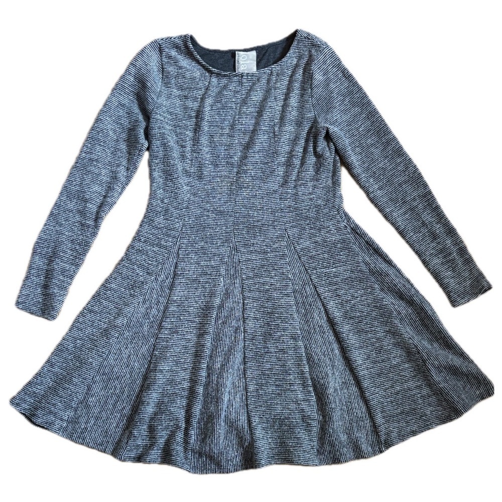 Anthropologie Left Coast Dolan Pleated Mini Skater Striped Sweater Dress Small